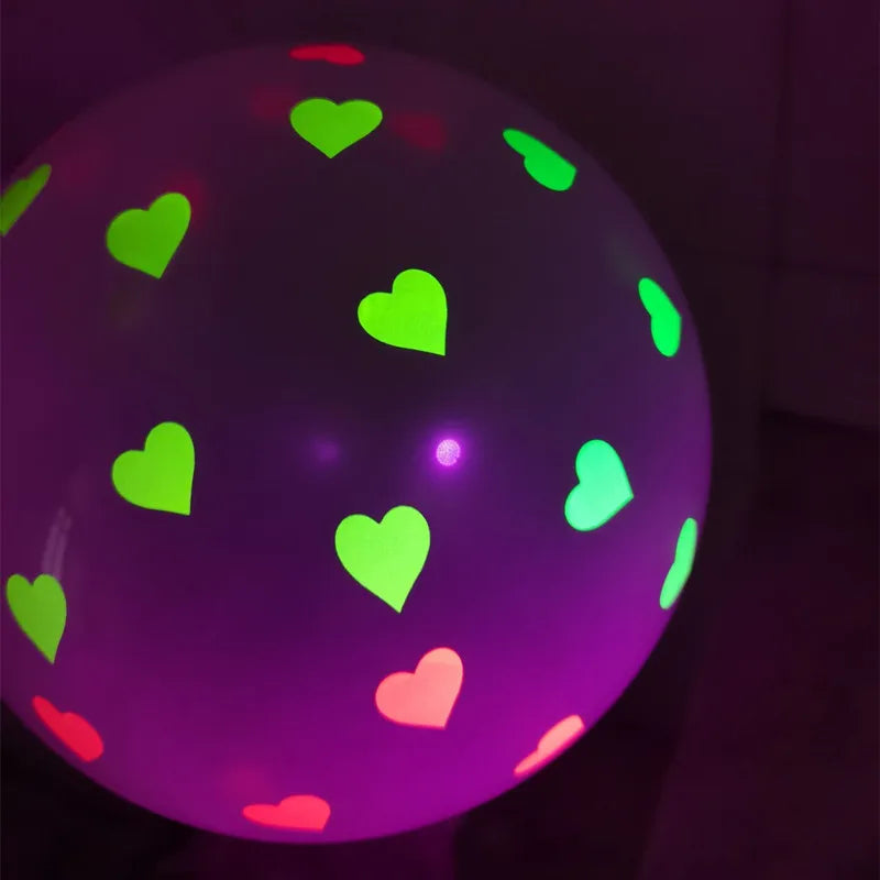 10/20/30PCS 12inch Fluorescent Balloon Glow In The Dark Glow Luminous Love Heart Latex Baloon For Wedding Birthday Party Decor