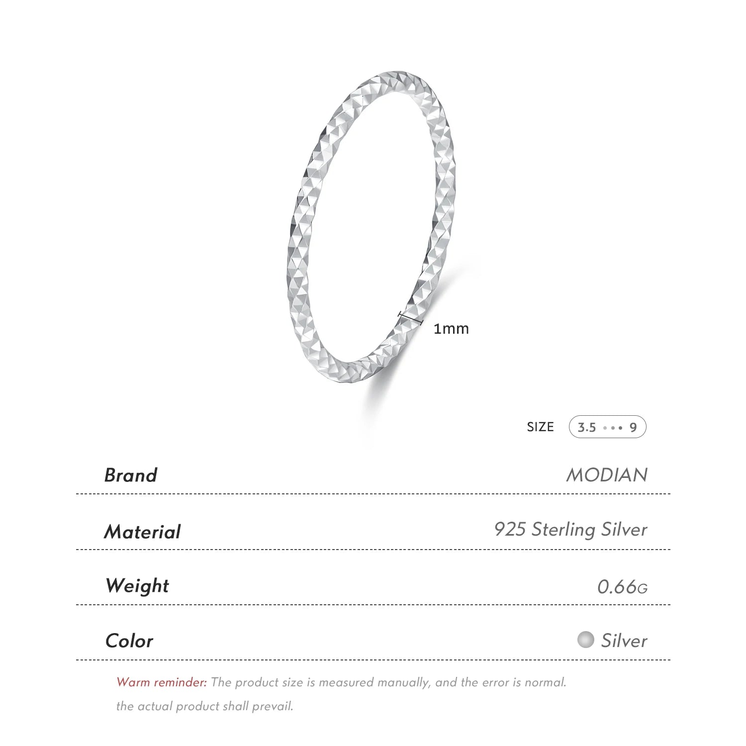 MODIAN 925 Sterling Silver Wavy Sparkling Simple Ring Trendy Stackable Charm Ring Platinum Plated Fine Jewelry For Women Gifts