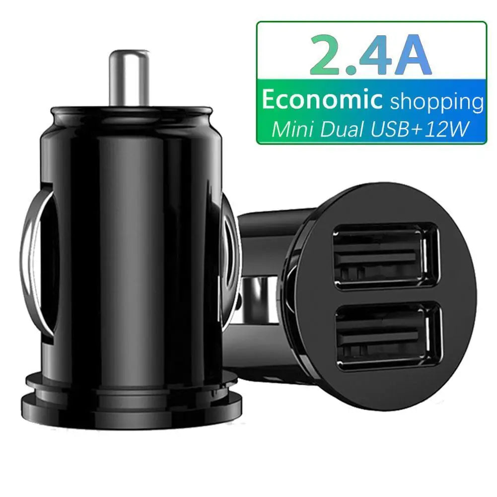 Dual USB Car Charger 2.4A 5V 2 Port Cigarette Lighter USB Power Adapter Fast Charging Car Phone Charger For All Smart Phones