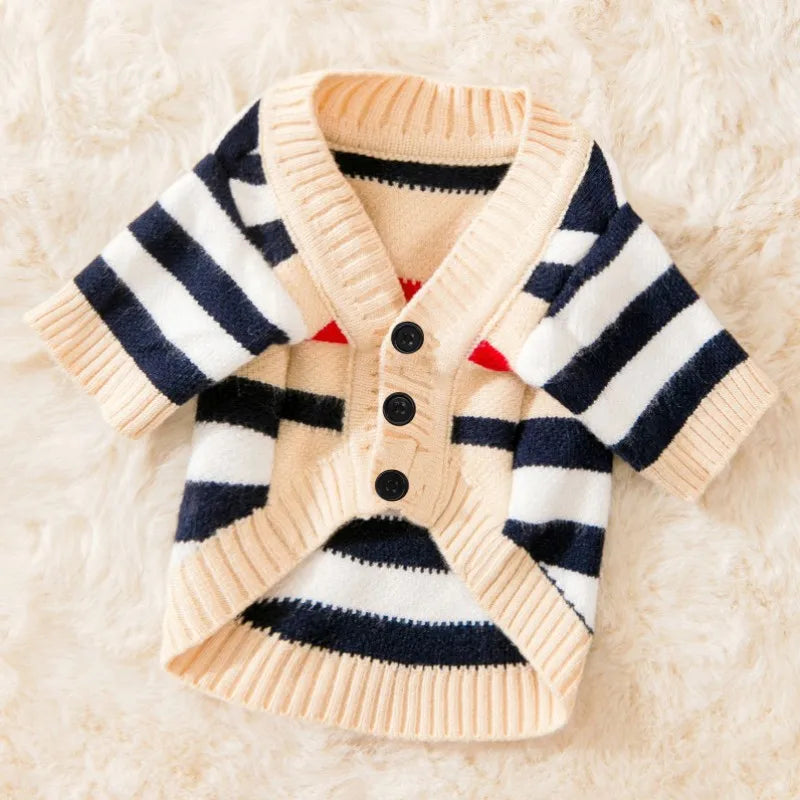 Luxury Dog Clothes Chihuahua Pet Striped Cardigan Sweater Bichon Frise Puppy Kitten Dog Warm Coat Cat Dog Accessories Pet Outfit