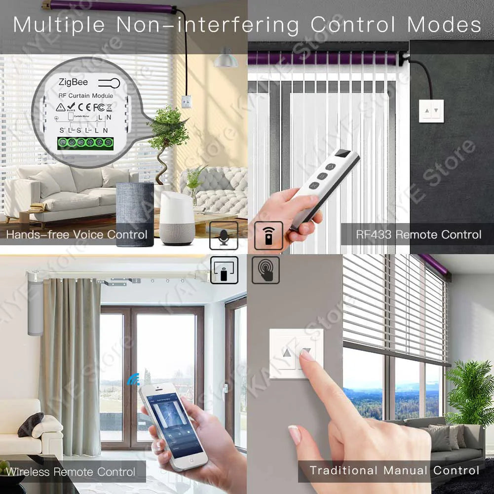 Tuya Smart ZigBee Curtain Switch Module with RF433 for Roller Blind Shutter Motor Smart Life APP Control Alexa Google Home 2MQTT