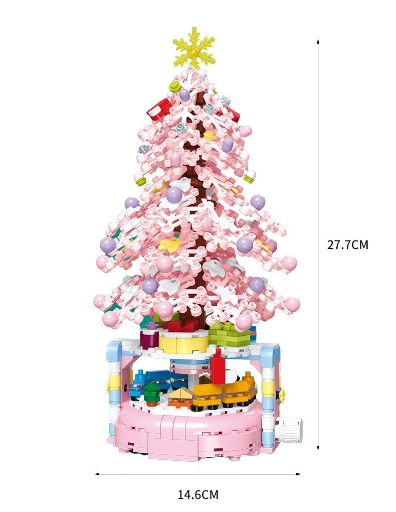 New Christmas Tree Building Blocks Music Box With Lights Christmas Ornaments Gift Assembly Small Particles For Girls Gift Toys