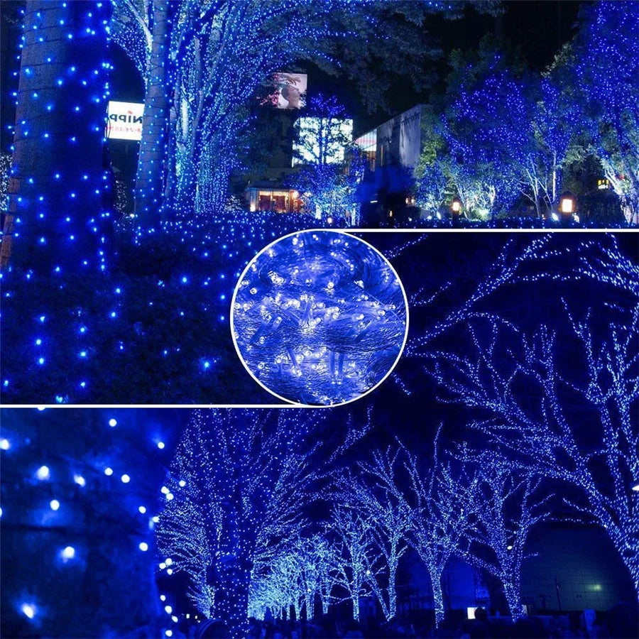 Outdoor 8 Modes Christmas LED String Lights 100M 800LED Fairy Lights for Party Wedding Garland Xmas Tree Garden Patio Home Decor