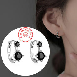 Genuine 925 Sterling Silver New Fashion Jewelry Crystal Zircon Hoop Earrings For Women XY0188