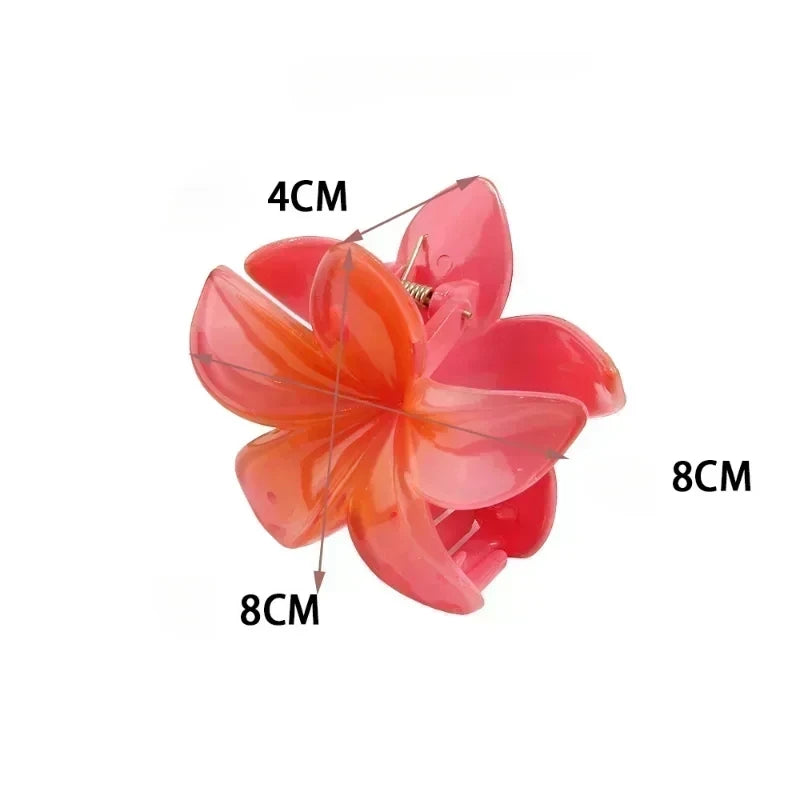 1/2Pcs Gradient Colored Flower Acrylic Hair Claws Clip Women Girls Sweet Hairpins Beach Hawaiian Style Hair Accessories