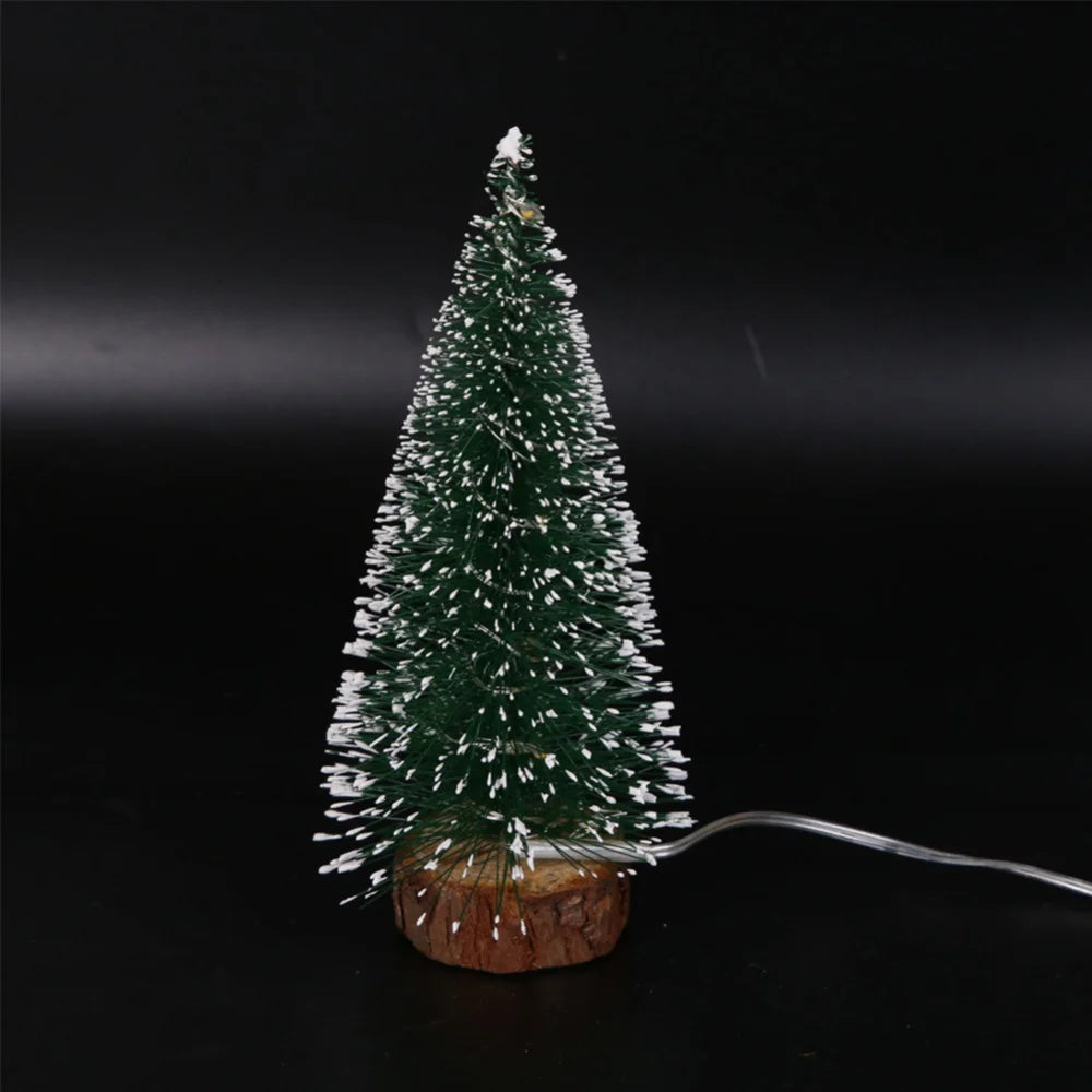 Christmas Green Cedar LED Lights Pine Needle Tree Christmas Decorations Desktop Ornament Gift Mini Christmas Tree Decorations