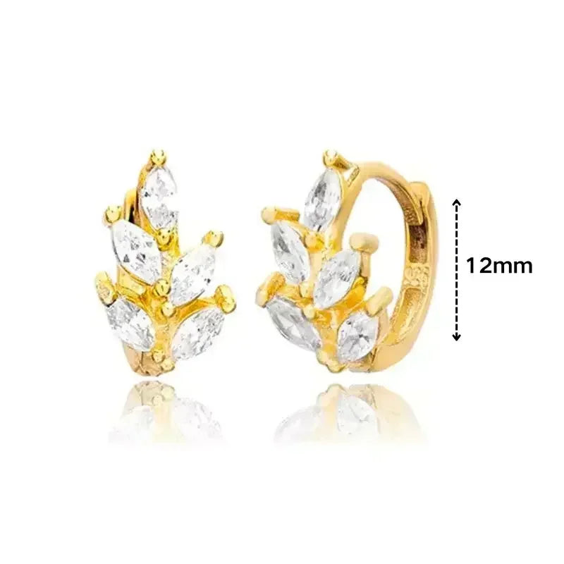 Bulbusbow Women's 925 Sterling Silver Crystal Zircon Water Drop Hoop Earrings in Gold