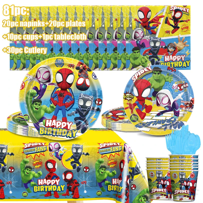 Spidey And His Amazing Friends Birthday Party Balloons Spidey Tableware Background Banner Decorations Kits Supplies Boy Kid Deco