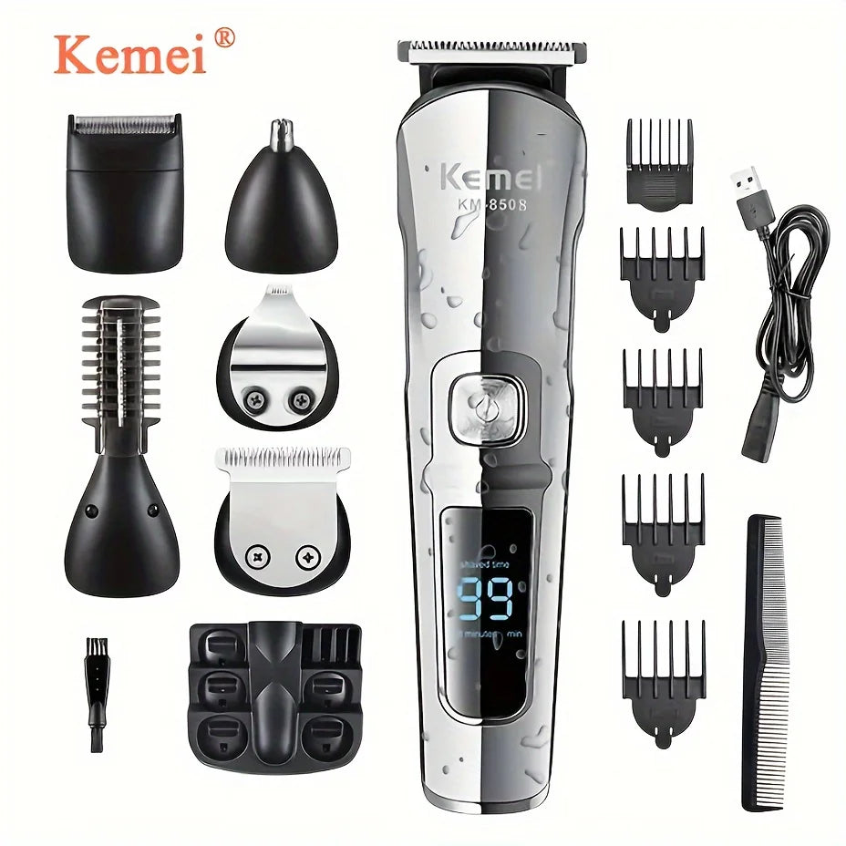 Kemei Professional Multifunction Beard Hair Trimmer Waterproof 6 In 1 Hair Clipper Electric Razor for Men Grooming Kit KM-8508