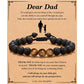 Dear Dad Tiger Eye Stone Bracelet for Daddy Gift Bracelet Men's Matte Black Beaded Bracelet Jewelry Birthday Christmas Gifts