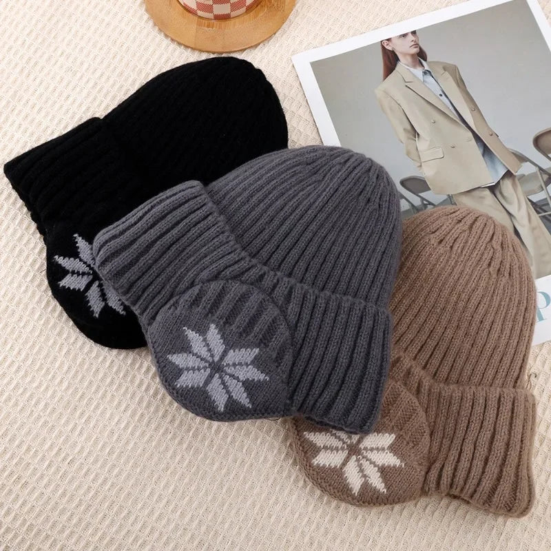 Men Women Winter Warm Plush Knitted Benines Snow Fashion Skullies Hat Unisex New Outdoor Coldproof Ear Protection Wool Caps