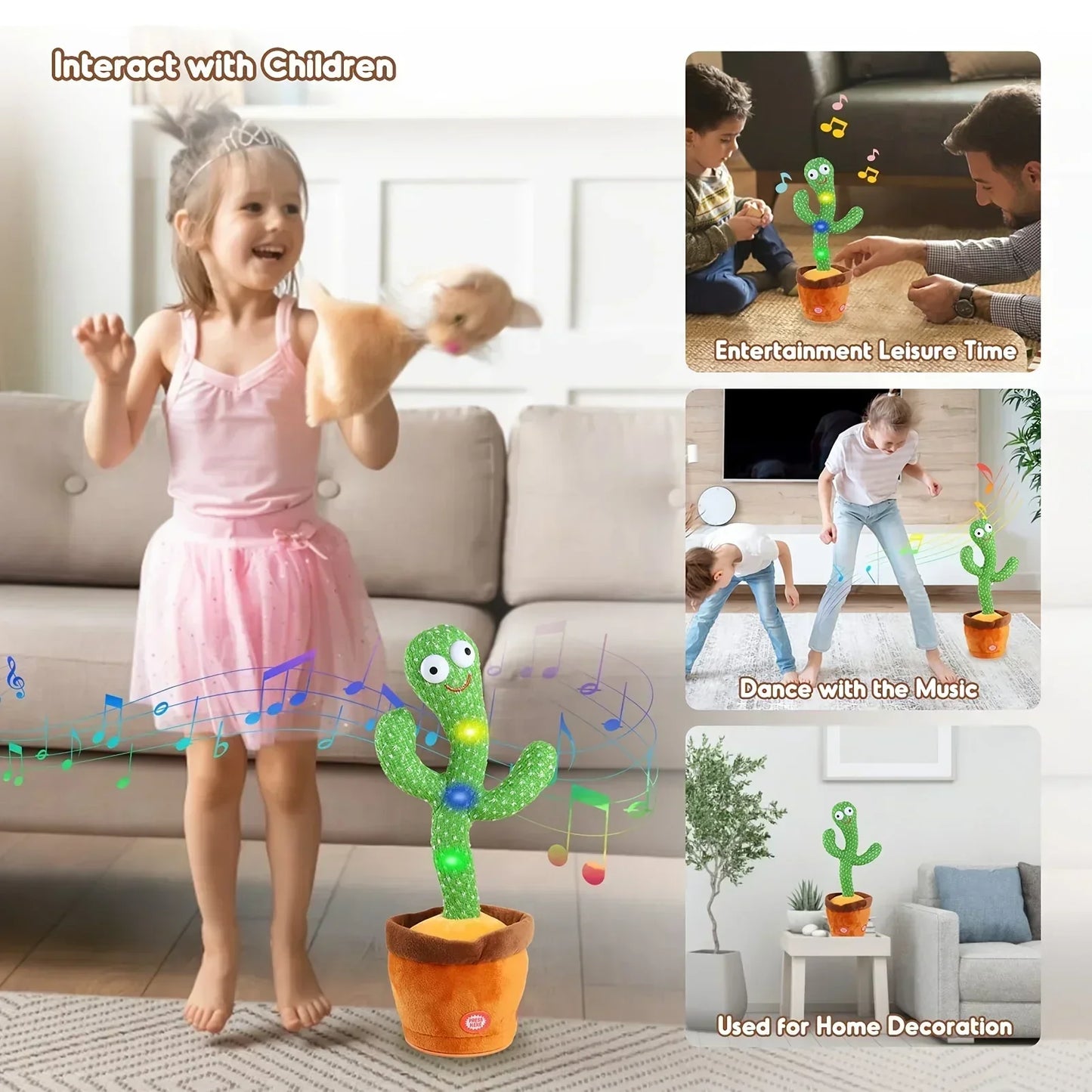 Dancing Talking Cactus Toys Birthday Present Dancing Cactus Electronic Plush Toy Home Decoration for Children Xmas Gifts