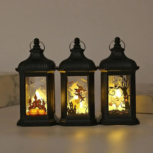 2024 Halloween Decorations LED Candles Light Candlestick Lamp Vintage Hanging Light LED Lanterns Holiday Party Decor Gifts