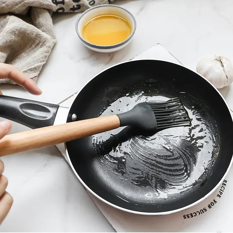 Silicone Cookware Nonstick Cookware Kitchen Utensils Set Spatula Spatula Egg Beaters Wooden Handle Cooking Tools Set