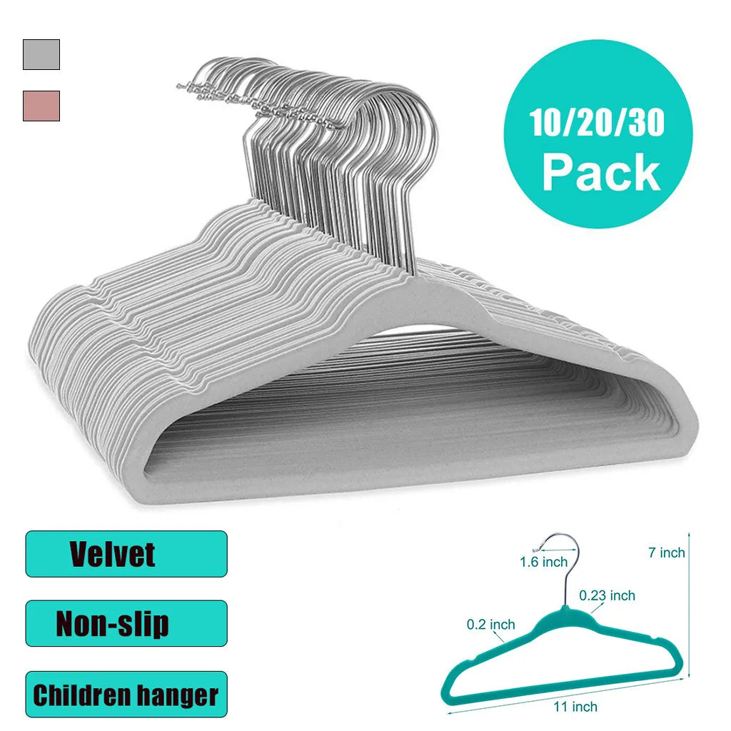 Non-Slip Velvet Kids Hangers – Space-Saving Organisation for Children’s Clothes 10/20/30 Pack