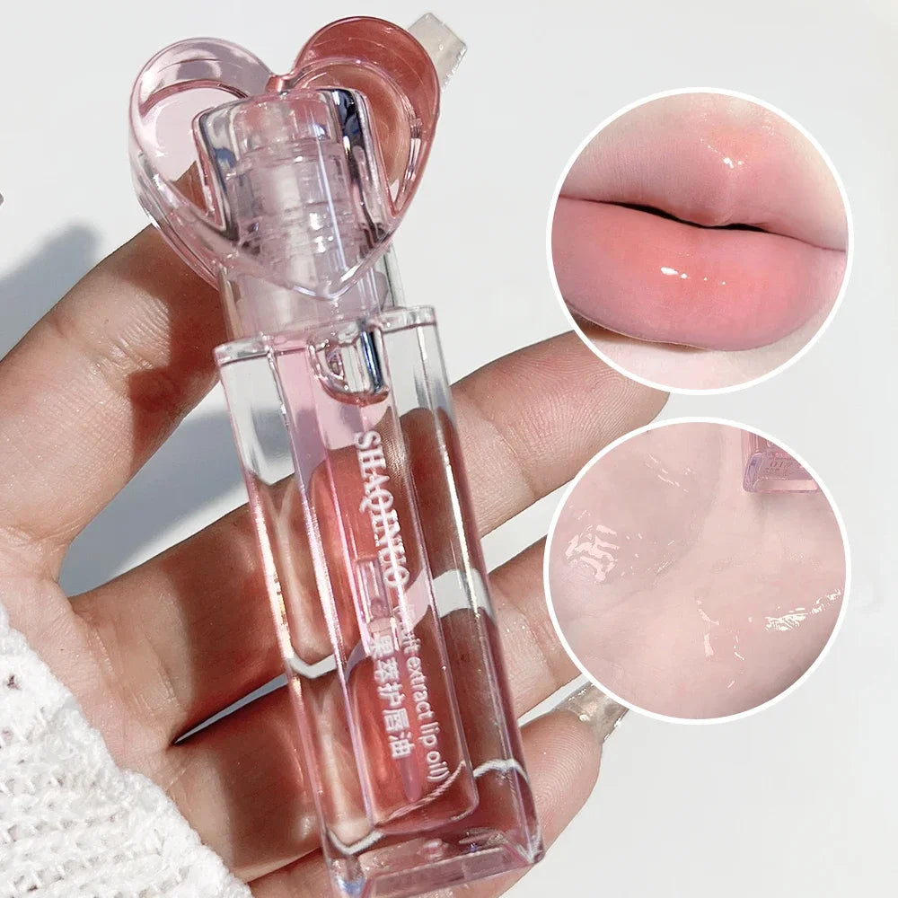 Transparent Jelly Lip Oil Plumping Mirror Lip Gloss Moisturizing Lasting Water Light Peach Lipstick Women Lips Makeup Cosmetics