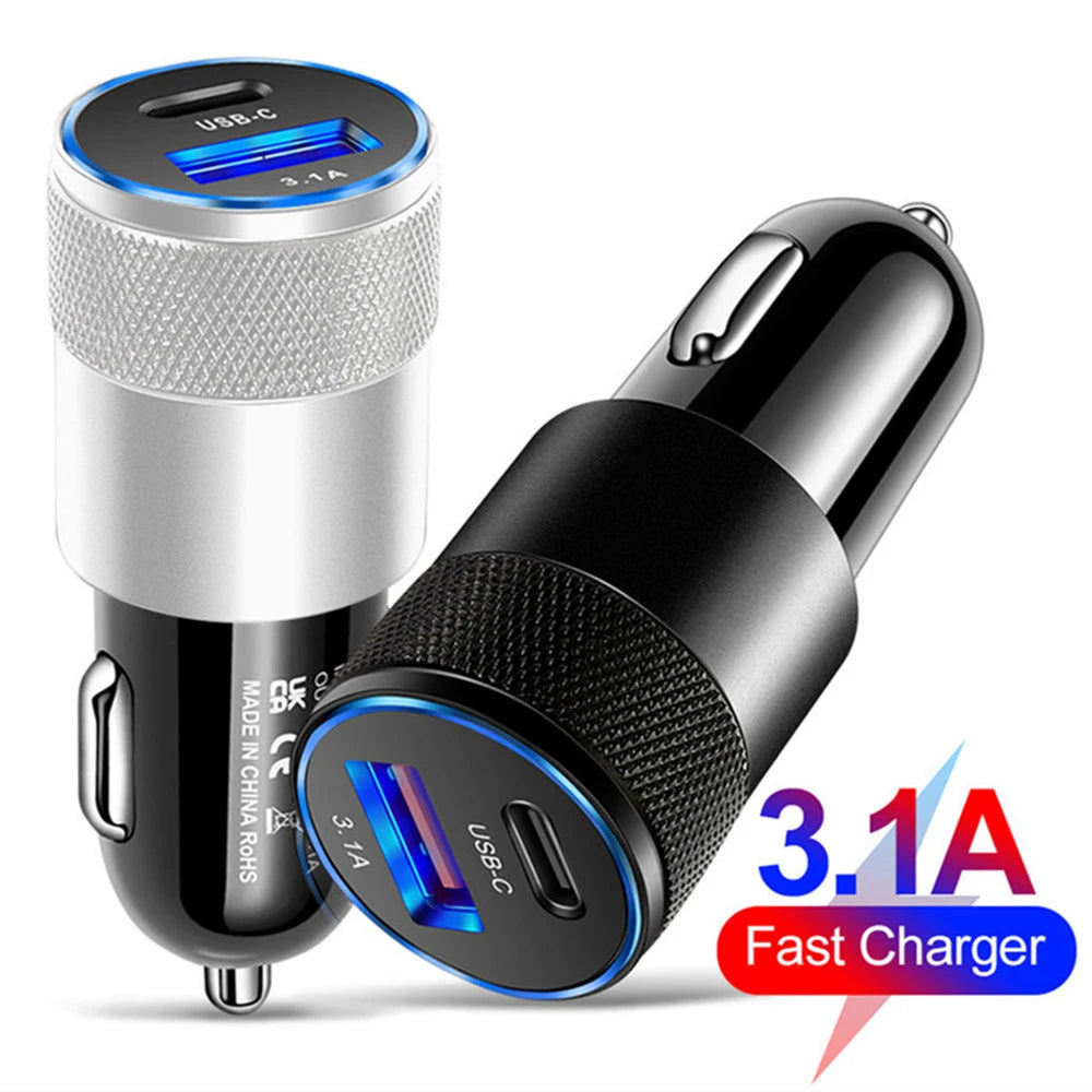 66W USB Car Charger Type C Fast Charging Phone Adapter For Xiaomi Huawei PD Phone Charger Car Adapter Socket Cigarette Lighter