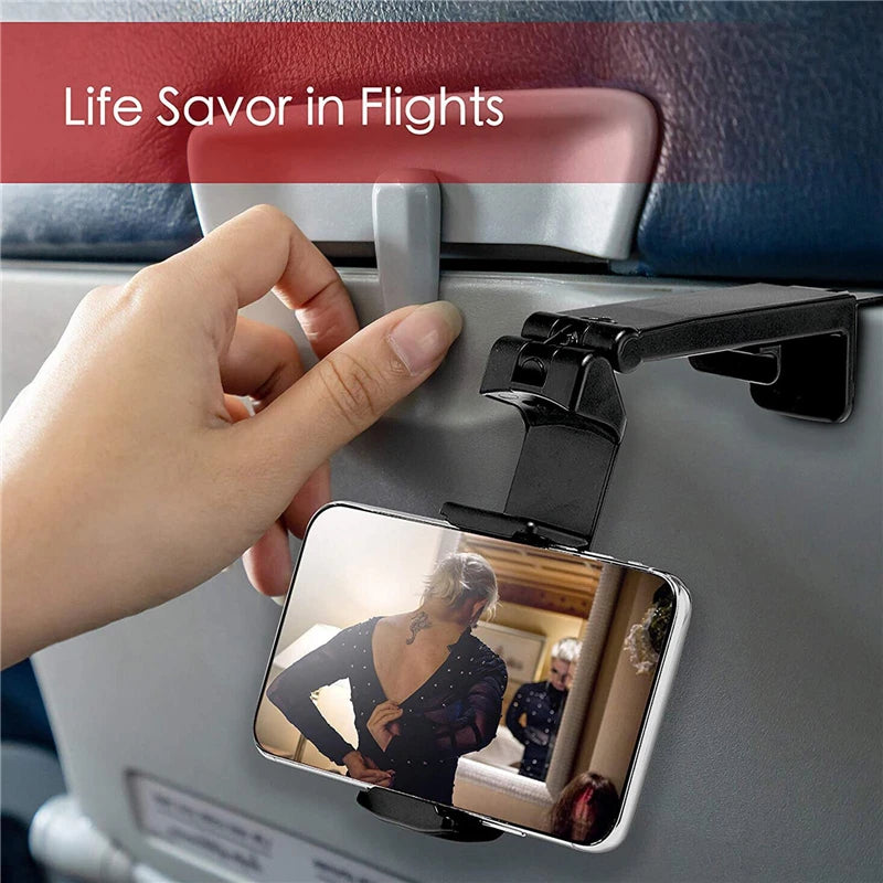 Airplane Phone Holder Portable Travel Stand Desk Flight Foldable Adjustable Rotatable Selfie Holding Train Seat Stand Support