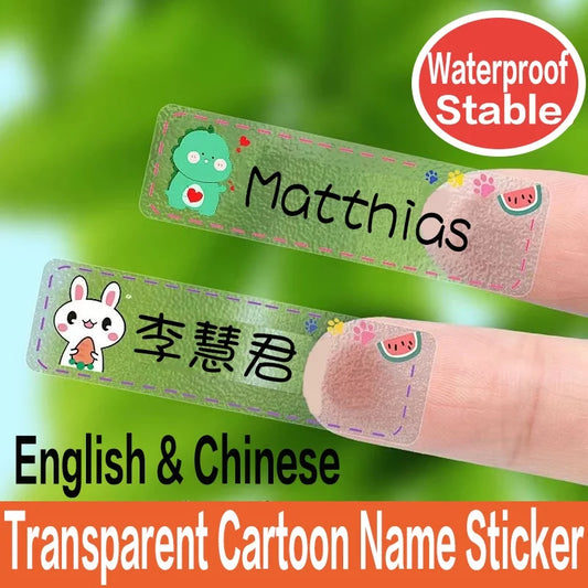 Personalised name stickers【14*46mm】Waterproof Tag Transparent Personalized Custom Name Sticker Kindergarten