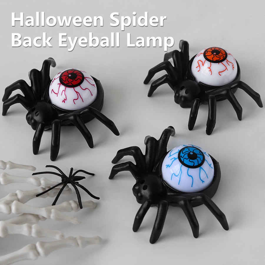 1/2/5pcs Halloween LED Light Spider Eyeball Glow Night Lamp Horror Prop Ornament Festival Party Halloween Decoration Supplies