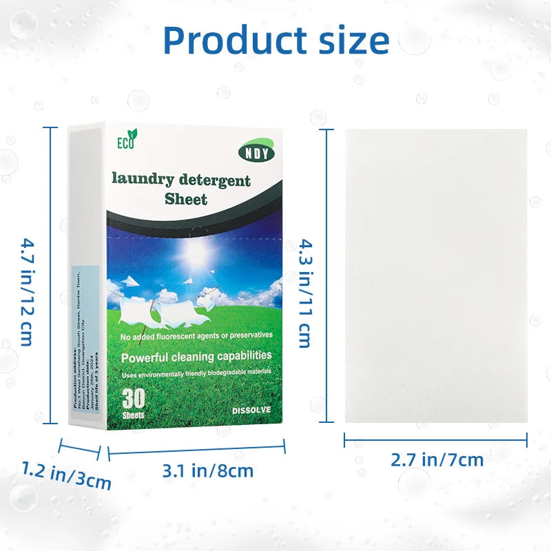 30/60/90 Sheets Environmentally Friendly And Biodegradable Laundry Paper, Laundry Detergent For Household, Dormitory, Travel Use