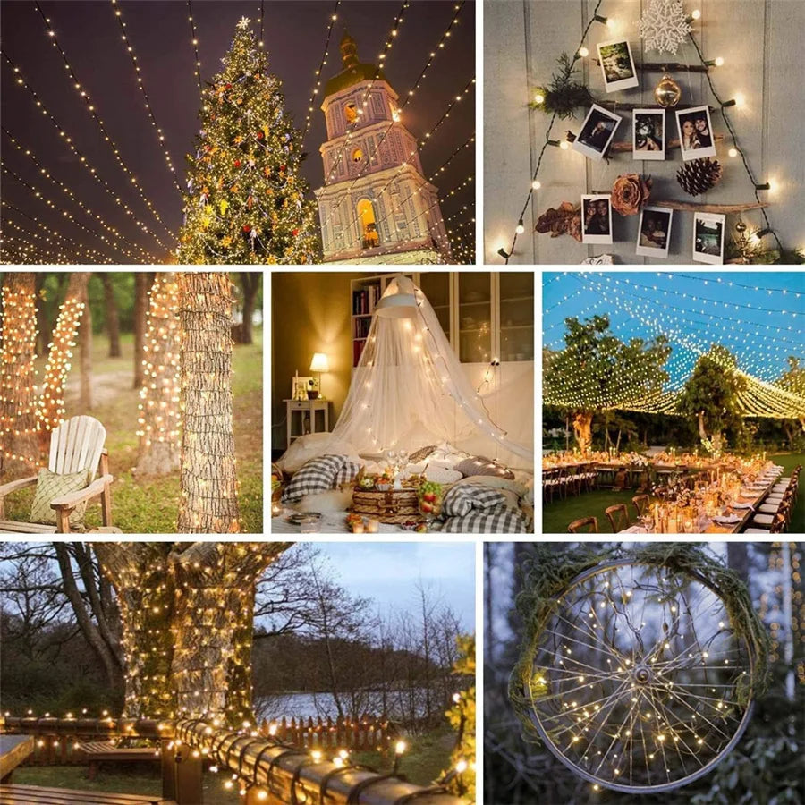 20M 30M 50M Waterproof LED String Lights Outdoor 8 Modes Christmas Garland Fairy Lights for Garden Party Wedding Xmas Tree Decor