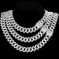 Punk Hip Hop Iced Out Rhinestones Cuban Chain Necklace For Men Women Bling Crystal Prong Cuban Link Choker Necklace Jewelry Gift