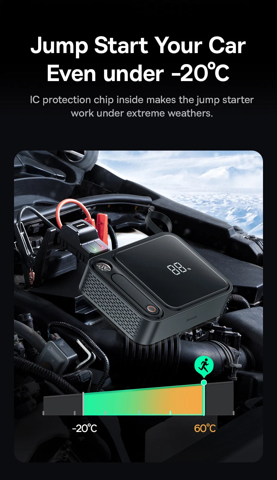 Baseus 3000A Car Jump Starter Power Bank 26800mAh Car Starting Device with PD 100W Fast Charging Car Battery Charger Booster