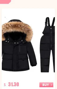 Children Winter Down Jacket Boy toddler girl clothes Thick Warm Hooded faux fur Coat Kids Parka spring Teen clothing Outerwear