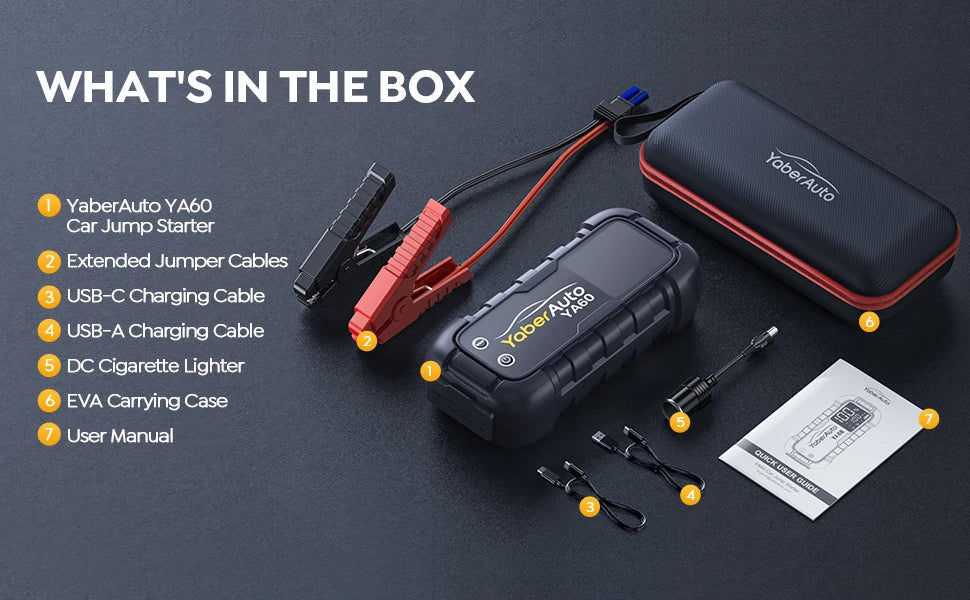 6000A Jump Starter 150W DC Car Battery Charger 3.3 LED Screen 600 Lumens Flashlight Battery Charger Super Starting Device