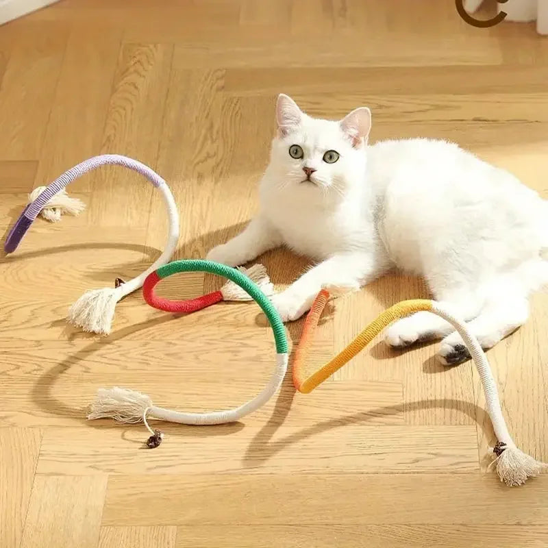 Cat Toys Silvervine Cat Teaser Toy Interactive Molar Cotton Rope Toys Clean Mouth Kitten Play Toy Cat Toys Silvervine Cat Teaser