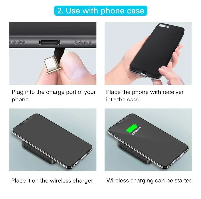 Wireless Charging Receiver Wireless Charging Adapter  Type C MicroUSB Lightning Support for IPhone Android Phone Wireless Charge