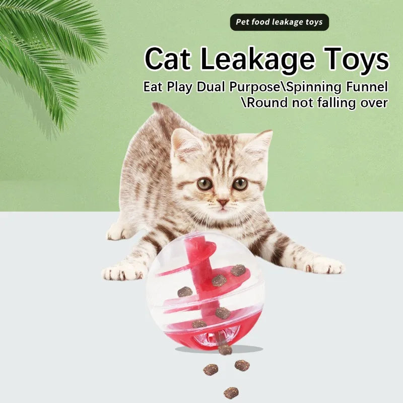 Cat Leak Eat Spiral Ball Educational Toys Resistant Bite Training Eat Play Dual Use Round Not Pouring Fun Food Leak Pet Supplies