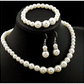 Bulbusbow Fashion Pearl Jewelry Set including double-layer simulated pearl necklace, earrings, and bracelet