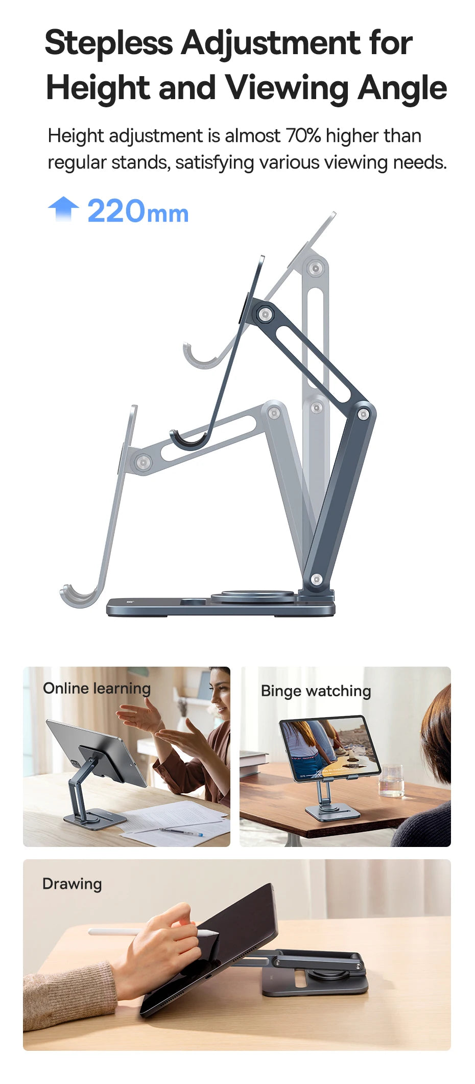 Baseus Tablet Stand For iPad Pro 12.9 11 Xiaomi Tablet Aluminum Desktop Holder For iPad Stand Bracket Mount Support Holder Stand