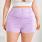 Plus Size Elastic Waist Sexy Summer Casual Ruched Shorts Women Solid Purple High Waist Skinny Biker Shorts Female Large Size 6XL