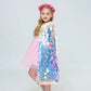 Children Cloak Girls Glitter Sequins Mermaid Rapunzel Princess Costumes Shawl Kids Accessory Mantle Cape Jacket