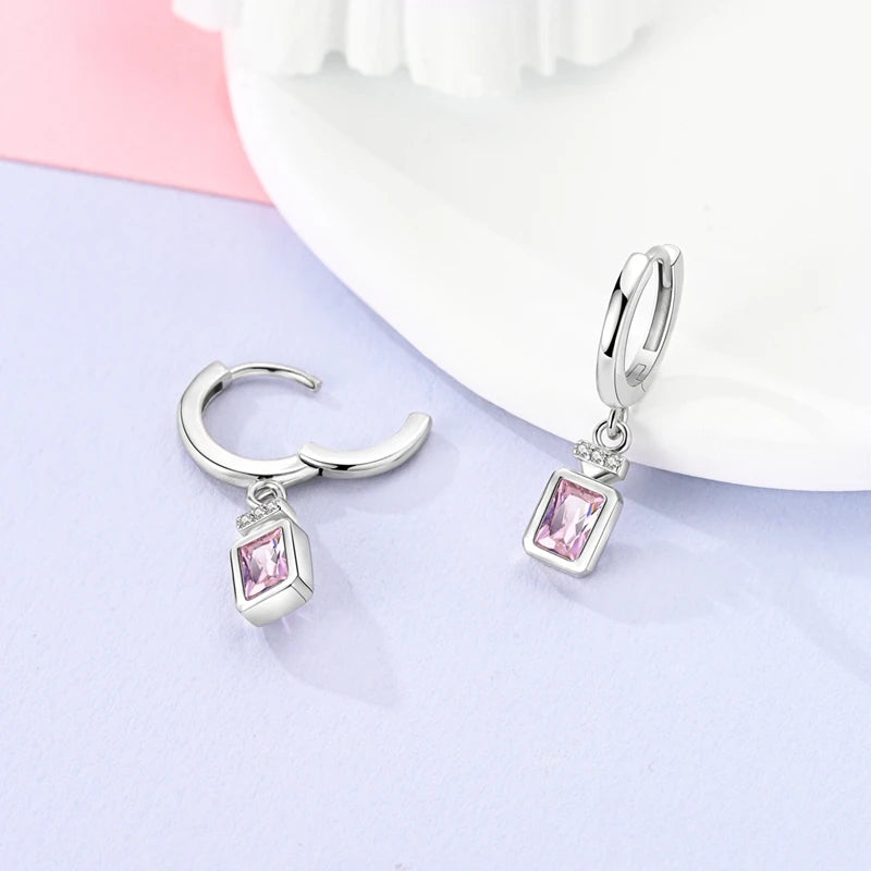 Bulbusbow Luminous Shell Women Earrings Original 925 Sterling Silver Pave CZ Star Moon Hoop Earrings Engagement Wedding Jewelry