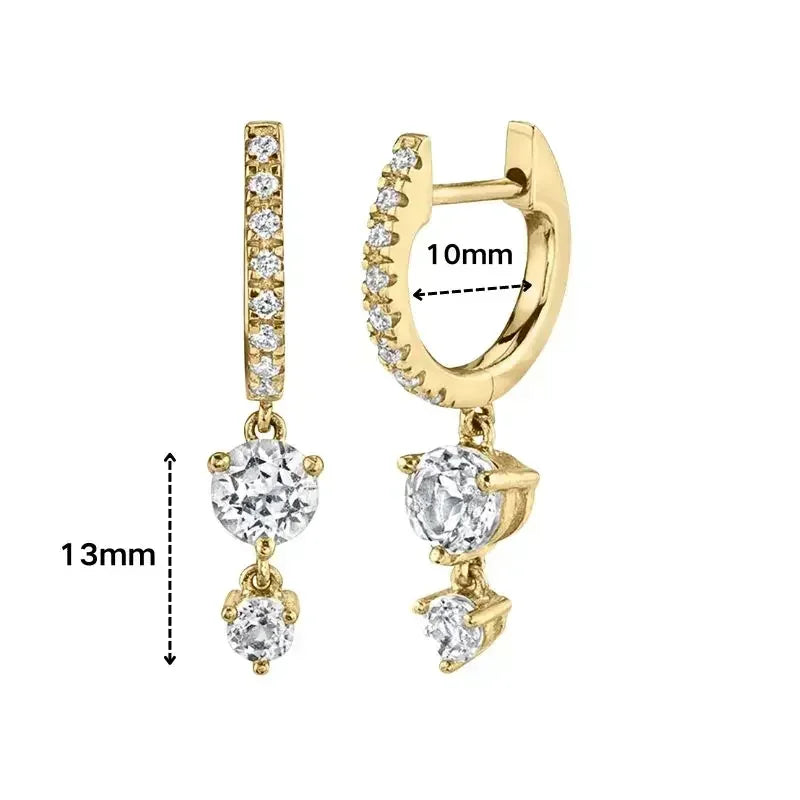 Bulbusbow Women's 925 Sterling Silver Crystal Zircon Water Drop Hoop Earrings in Gold