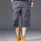 Summer Men's Cargo Shorts Loose Casual Below Knee Pants Elastic Waist Plus Size Outdoor Jogging Tactical Capri Pants