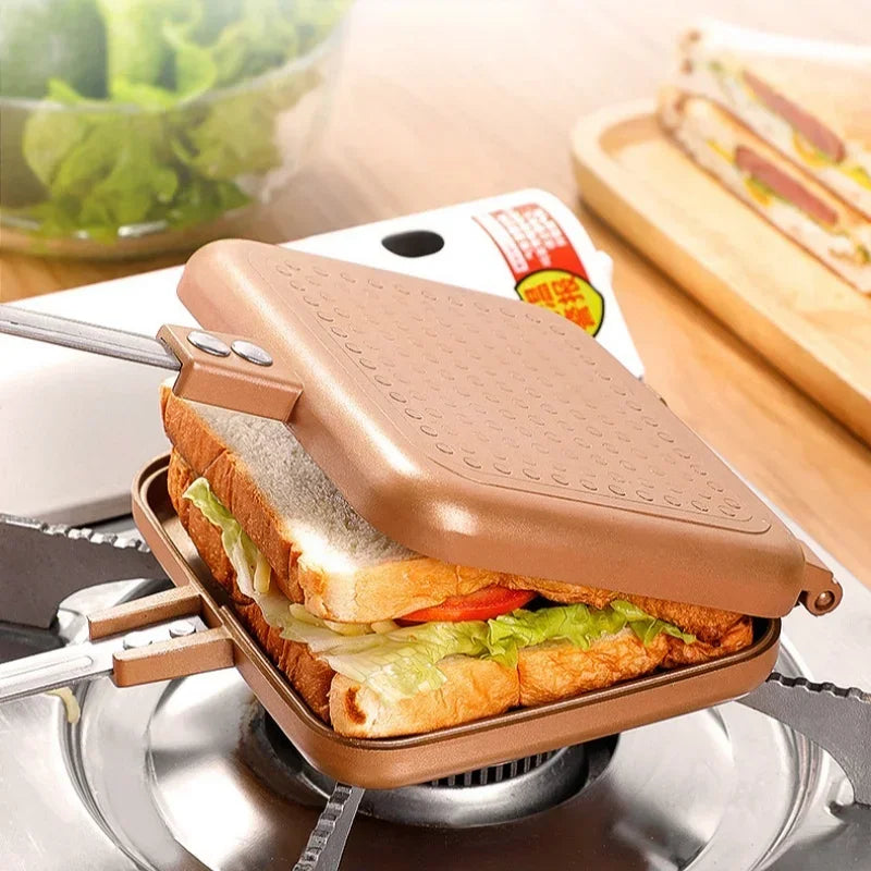 Aluminum Frying Pan Double-sided Non Stick Pans Breakfast Sandwich Bread Mold Fried Eggs Steak Baking Pan Household Cooking Tool