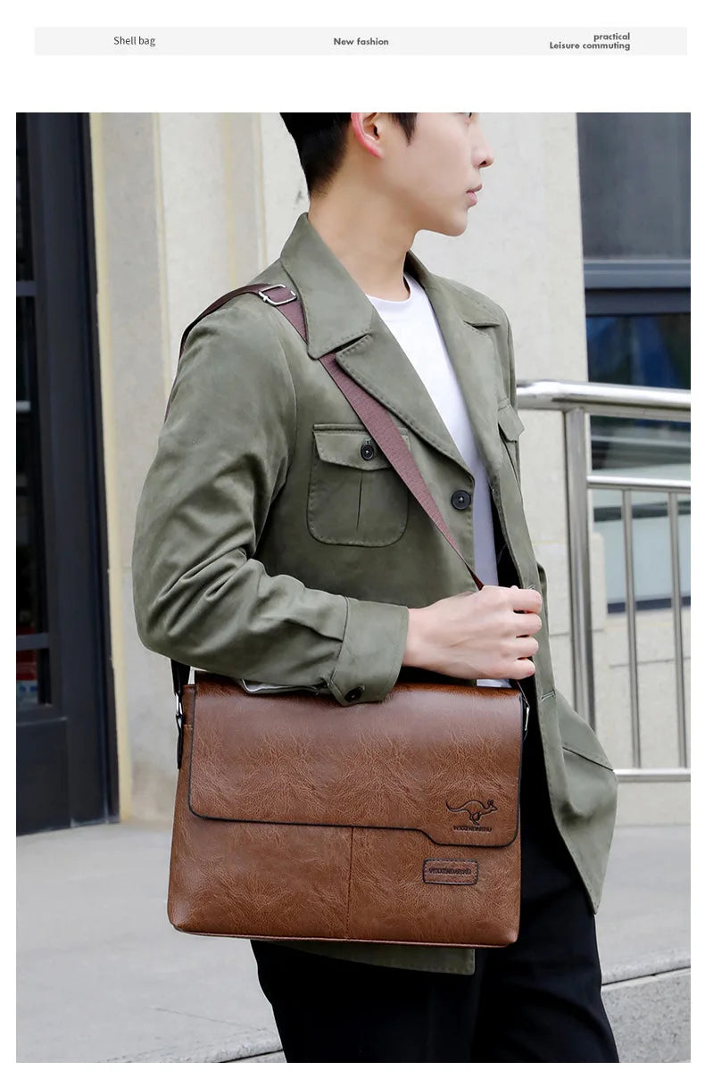 Luxury Brand Men Shoulder Bag For IPAD Leather Business Handbag Men Messenger Bag Large Side Sling Bag Fashion Man Crossbody Bag