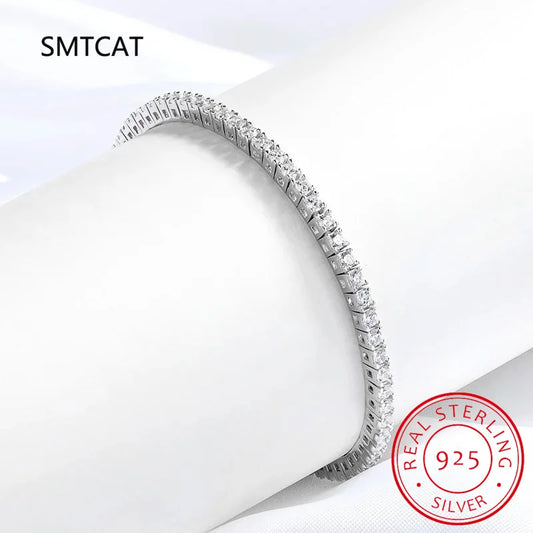 2MM D Color 100% Real Moissanite Tennis Bracelet for Women Lab Diamond Original Silver 925 Jewelry Hip Hop Party Chain