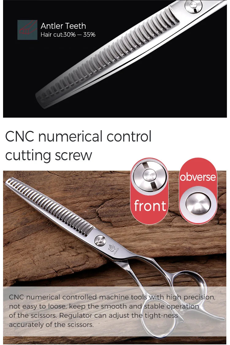 Fenice Professional Japan 440c 6.5/7.0 inch pet dog grooming thinning scissors toothed blade shears thinning rate about 35%