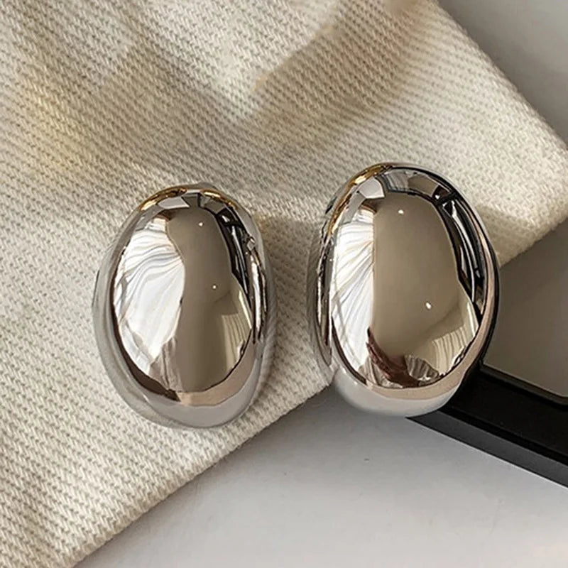 Bulbusbow Huitan Geometric Metal Hoop Earrings for Women in Gold and Silver Color