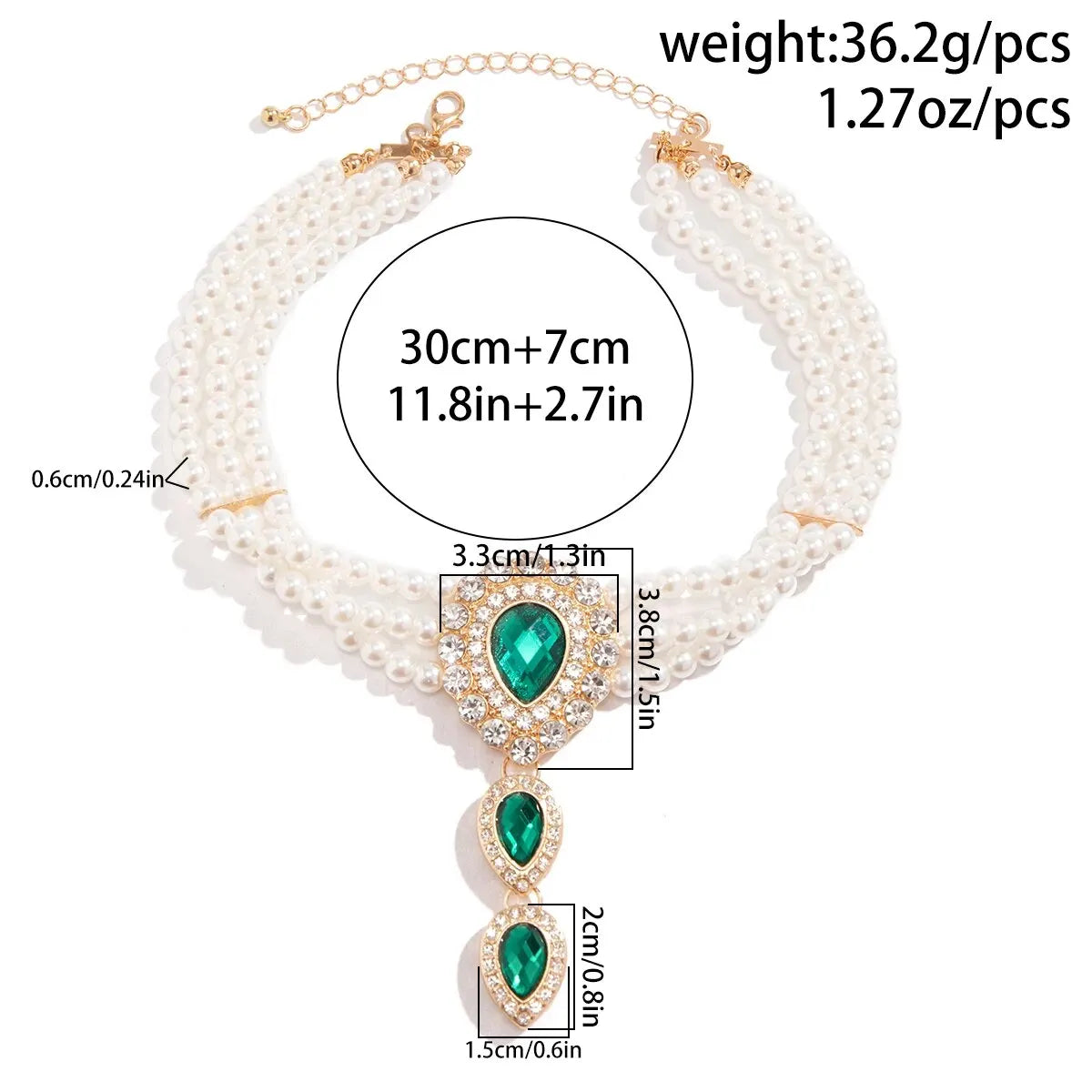 2Pcs Elegant Multilayer Imitation Pearl Chain Necklace Bracelet for Women Luxury Bridal Rhinestone Jewelry Set Wed Accessories