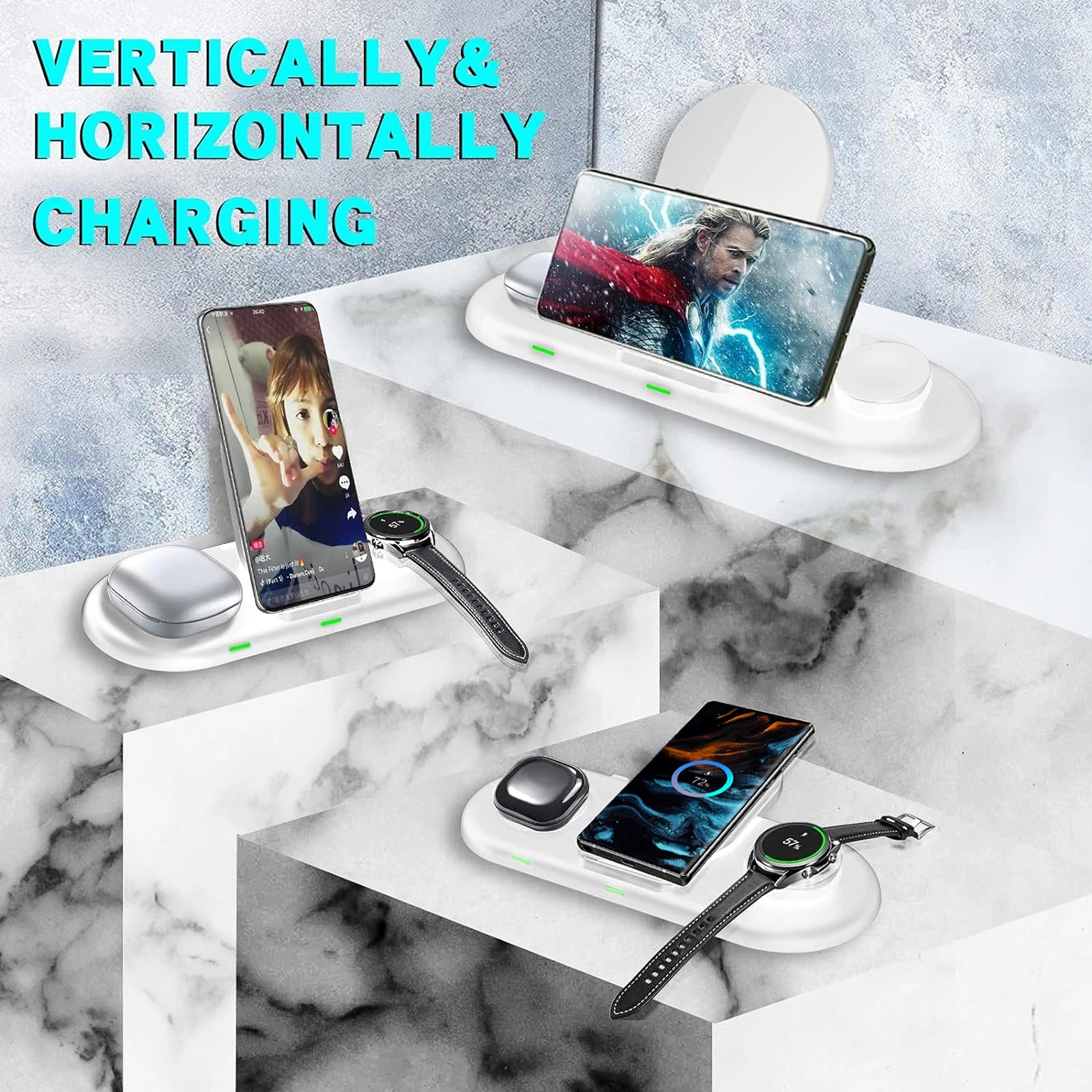 FD06 Wireless Charger for Samsung Galaxy Z Fold6 Z Flip6 S24 S23 S22 3 in 1 Charging Station for Galaxy Watch Ultra 7 Buds 3Pro