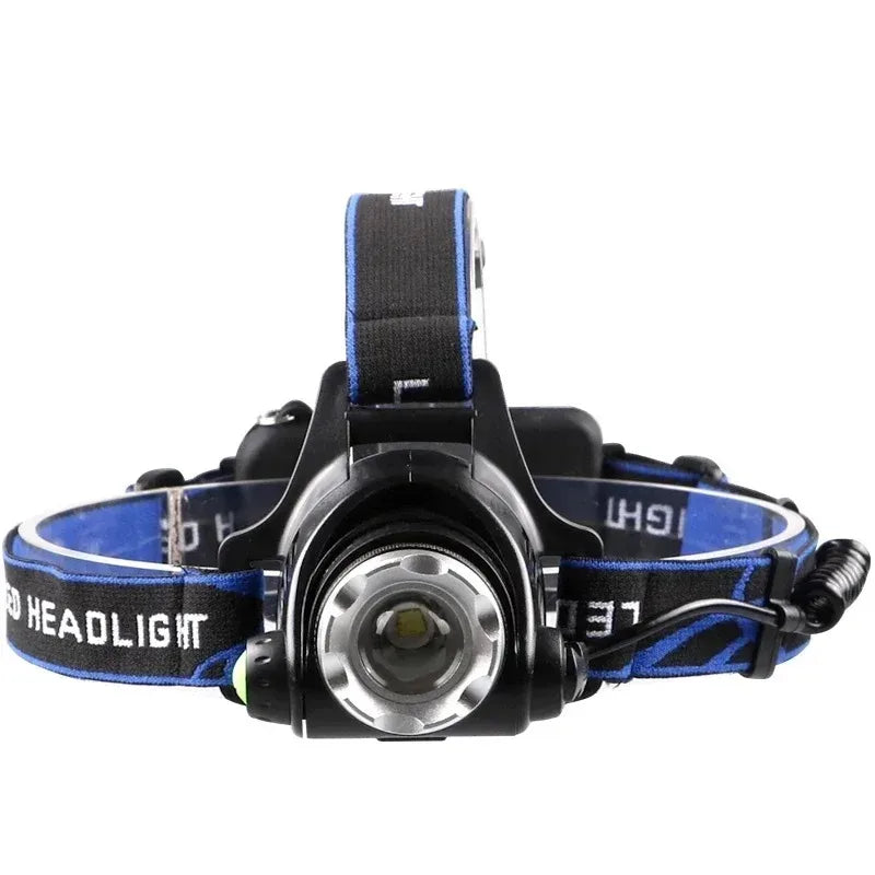 Powerful LED Headlamp Rechargeable Telescopic Zoomable Headlight Outdoor Waterproof Work Head Lamp High Lumen Head Torch