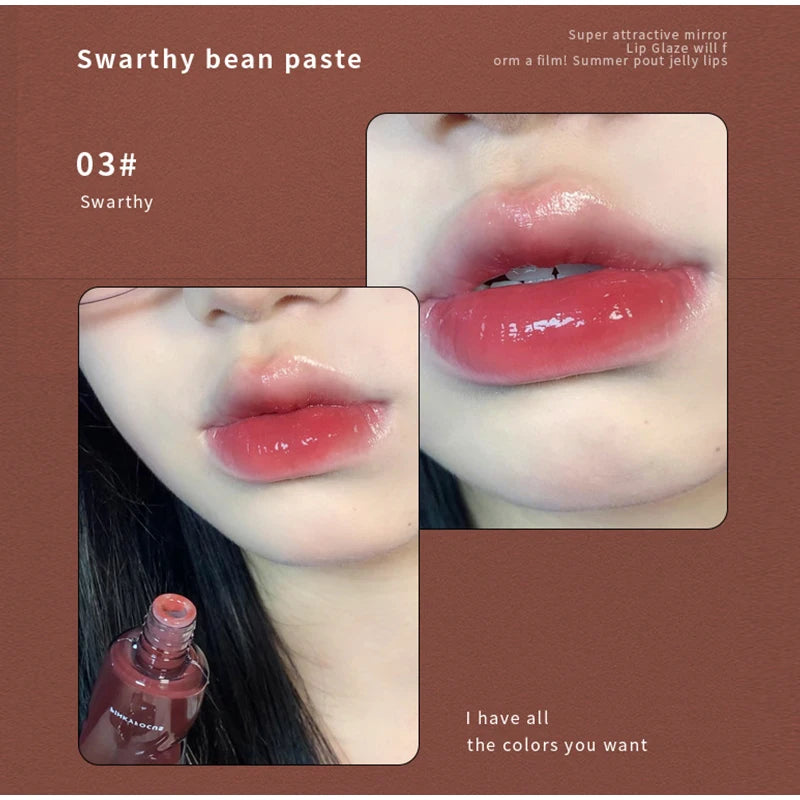 Mirror Lip Gloss Lip Glaze Transparent Glass Lip Oil Korean cosmetics Waterproof Liquid Lipstick Nude Brown Clear Tint Makeup