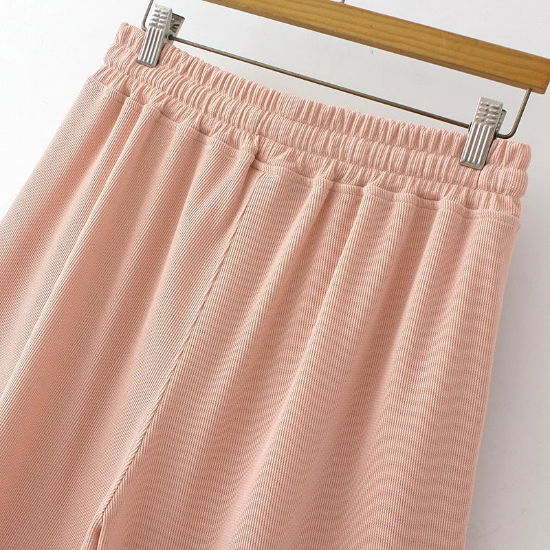 Summer New Wide Leg Shorts Women Plus Size Elastic High Waist Drawstring Loose Thin Casual A-line Hot Pants